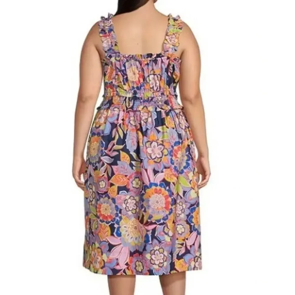 $138 Eliza J 100% Cotton Floral Print Midi Dress 20W NWT - Picture 4 of 12